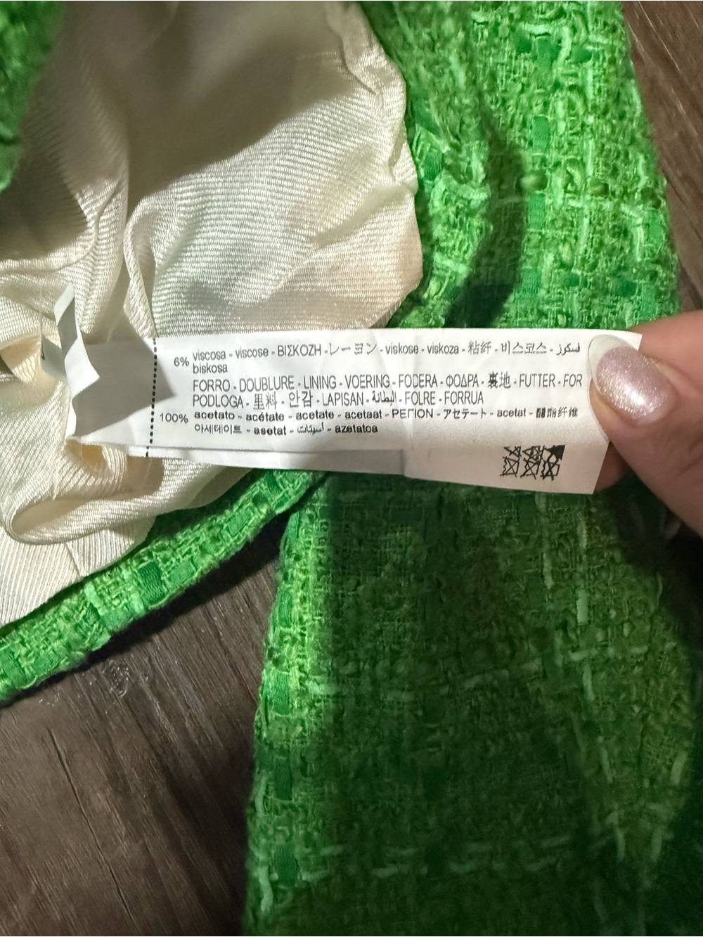 Zara Green Tweed Bouclé Double Breasted Blazer Jacket Gold Buttons Women’s Large - Picture 4 of 5